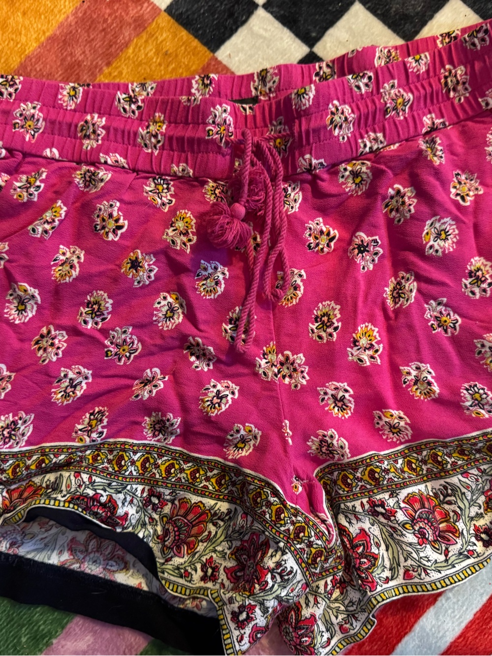 LOFT small Pink Floral Elastic Waist Shorts